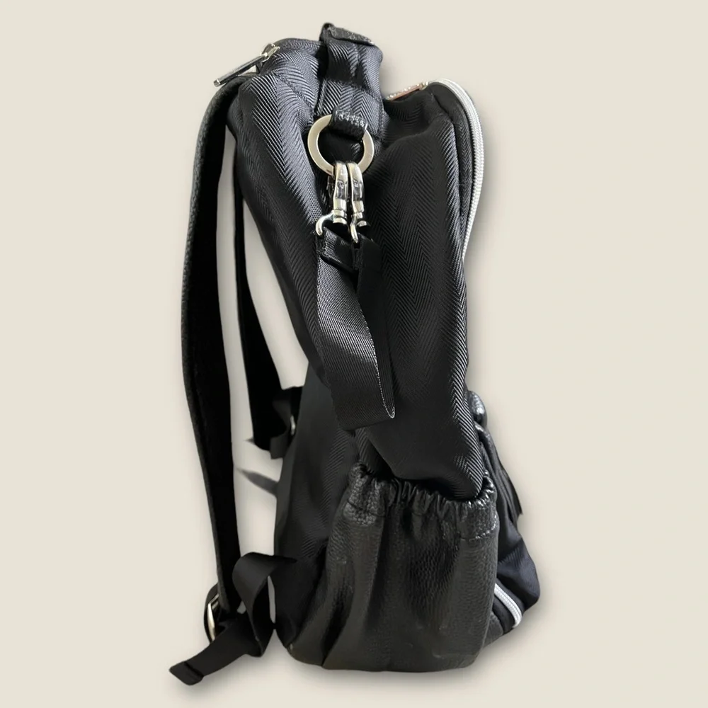 Itzy Ritzy Leather Large Diaper Backpack‎ Bag Travel Black 15